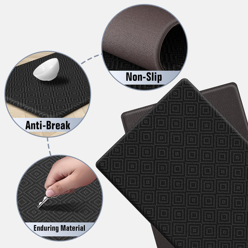 Tapetes De Cocina Mattitude Acolchados Impermeables Antifati Negro