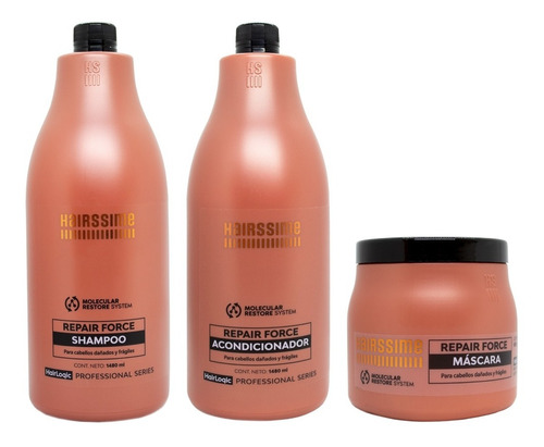 Hairssime Repair Force Shampoo Enjuague Máscara Grande 3c