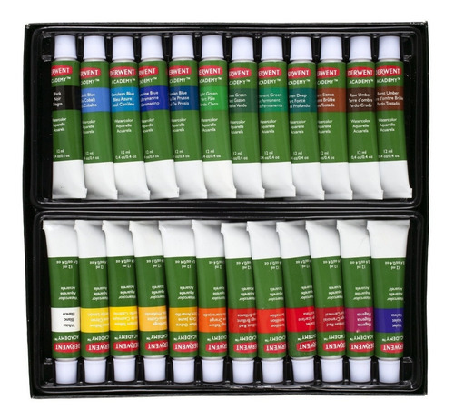Set 24 Tubos Acuarelas Derwent Academy Pintura Acuarelable