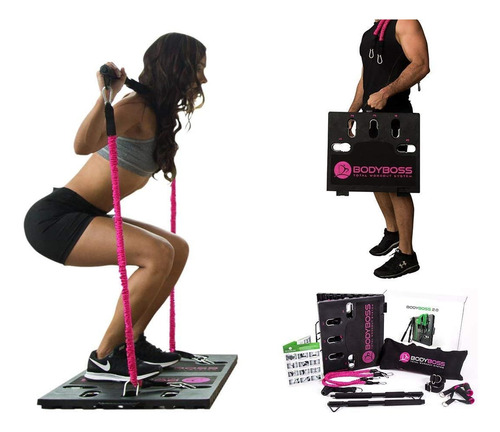 Gimnasio En Casa Completo Sistema Portatil Rosa Bodyboss