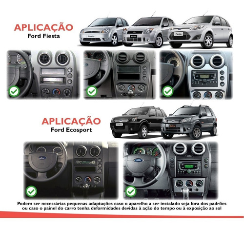 Moldura Painel 2 Din Multimidia Dvd Mp5 Golf Polo Bora Ecosport Fiesta Fox Para Aparelhos Padrão Chines