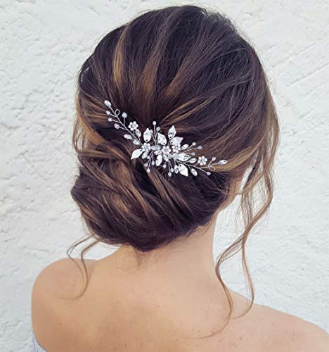 Jeairts Hoja De Novia Boda De Pelo Comb Rhinestone Wcgsz