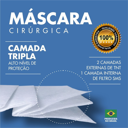 Imagem 5 de 9 de Máscara Cirúrgica Descartável Tripla Proteção 50 Unidades