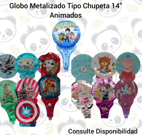 Globos Metalizados Tipo Chupeta / De Mano / Niños / Niñas