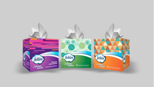 Imagen 2 de 7 de Pañuelos Descartables Papel Tissue Doble Hoja Achiss X60
