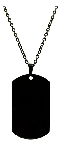 Placa Negra Estilo Militar Acero Inoxidable, Collar Cadena .