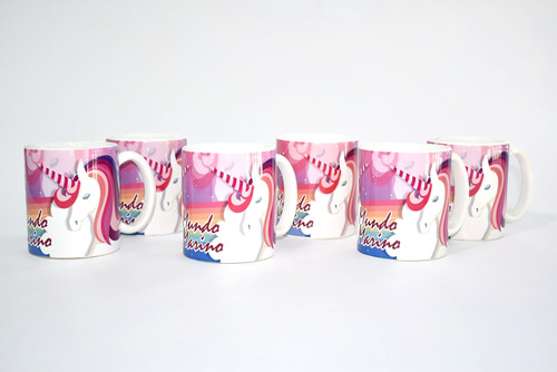 Taza Mug 325 Ml Unicornio Mundo Marino Promo *6 Unidades 