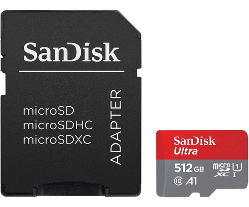 Memoria Sandisk Microsdxc, 512 Gb, Con Adaptador