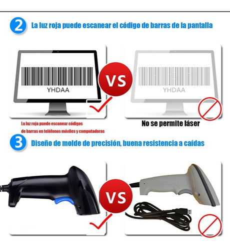 Scanner Lector De Codigo De Barras Alambrico Y Base Escaner