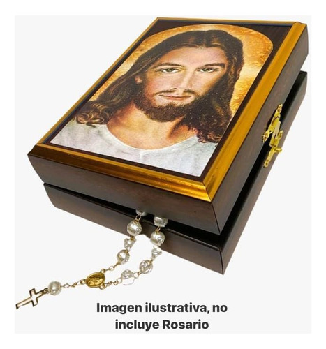 Jesús Misericordioso Caja De Rosario De Madera Hecha A Mano