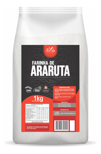 Farinha De Araruta 1kg Sem Glúten Sem Lactose 100% Pura