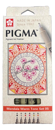 Set De Tiralínea Pigma Micron Sakura0.5 Mandala 6 Col Cálido