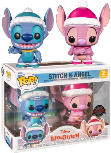 Pack 2 Funko Pop Disney Stitch Y Angel Navidad Exclusivo