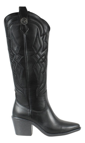 Bota Vaquera Alta Mujer Tacón Cómodo Cowboy Botines Bordado