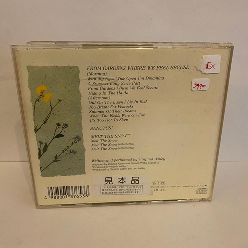 Virginia Astley From Gardens Where We Feel Secure Cd Jap (Usado)