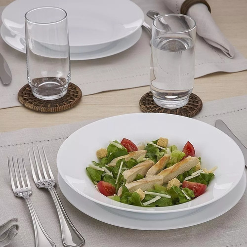 Kit 6 Unidades Prato Raso Menu Branco Temperado Opaline