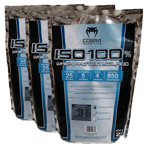 Kit 3 Pacotes Whey Iso 100 6 Kilos Baunilha Cobra Nutrition