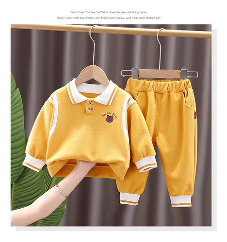Elegante Conjunto De Sudadera Con Solapa De 2 Piezas Para Ni
