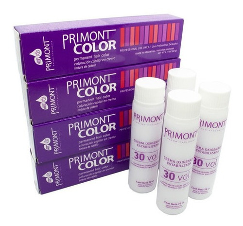 Primont Color Kit 4 Tinturas 60gr + 4 Oxidantes Coloración