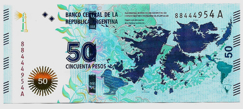 Fk Billete Argentina 50 Pesos 2015 P-362 Islas Malvinas Unc 