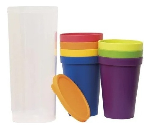 Set 8 Vasos Plástico Resistente Reutilizables Chiqui Mundo Color Multicolor