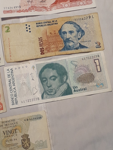 Billetes Antiguos Argentina Belgica Uruguay Lote X 9 Oferta!