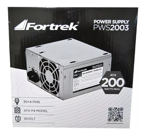 Fonte De Energia Para Computadores 200w Reais Fortrek 20+4p