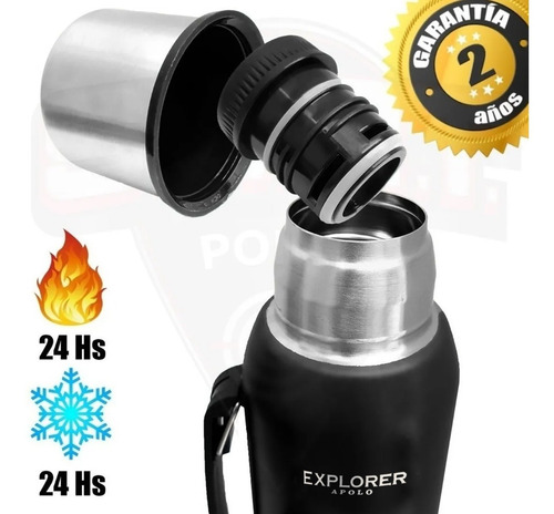 Imagen 3 de 10 de Termo Acero Inoxidable Explorer 1 Litro 24hs + Mate Térmico