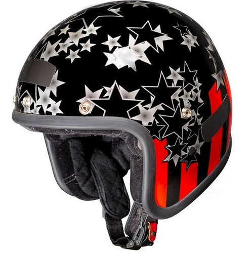 Capacete Moto Kraft Old School America Aberto Preto Tamanho do capacete 58