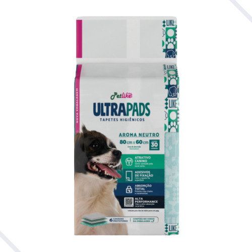 Tapete Higiênico Cães Ultra Pads Natural 80cmx60cm 30und