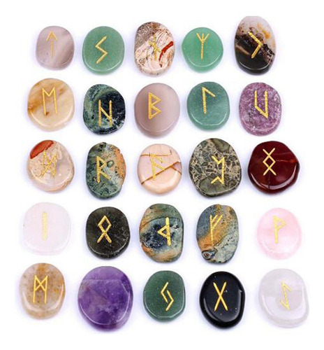 Conjunto De Runas De Piedra Vikingas, Piedras Multicolor