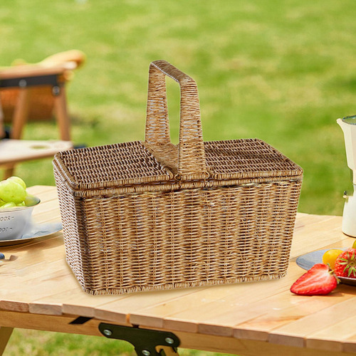 Pp Material Canasta De Picnic Con Mango Esquinas Redondeadas