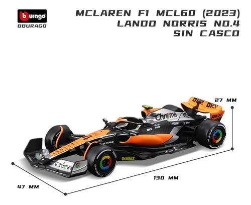 Bburago 1:43 2023 F1 Mclaren Mcl60 #4 Lando Norris Diecast
