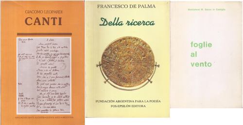 4 Libros Italiano Leopardi Ricerca De Palma Sacco Carducci