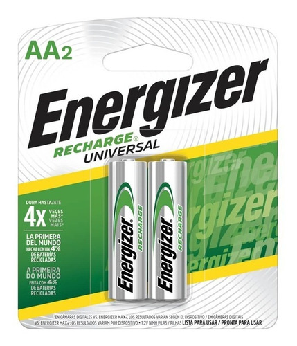 Imagen 2 de 2 de Pilas Recargables AA Energizer Recharge NH15-2000 - Blister 2 Unidades