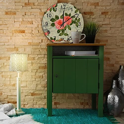 Reloj De Pared De Madera Con Diseño De Rosas Rosas Vintage,