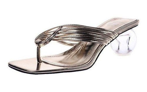 Sandalias Chanclas De Cristal Con Tacón Alto