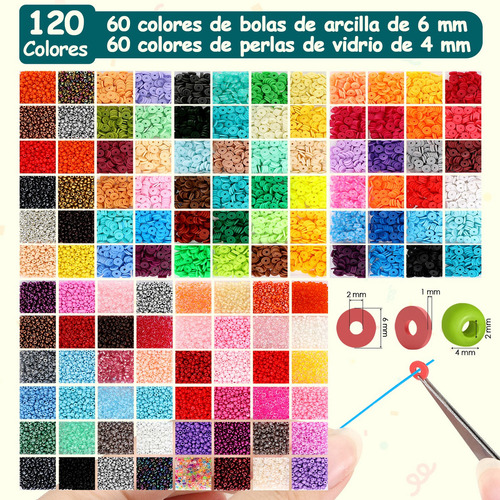 Set De Pulseras Cuentas Para Hacer De Arcilla 120 Colores Y