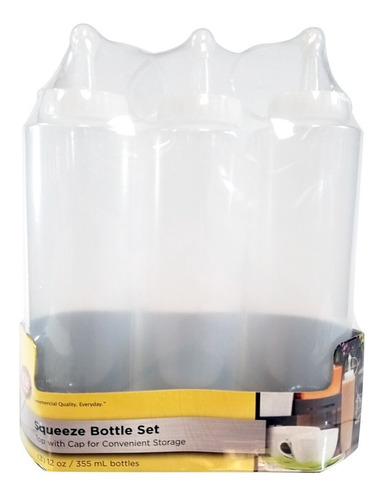 Set 3 Botellas Almacenamiento Transparente 355 Ml Con Tapon