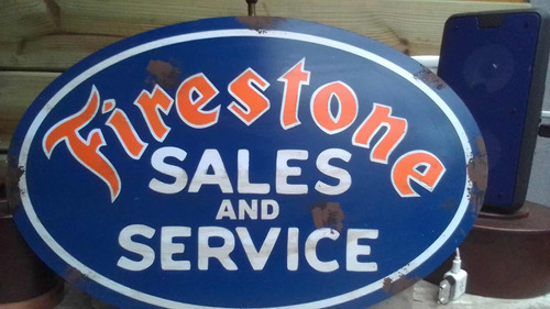 Cartel Chapa Estilo Antiguo Vintage Firestone 65 Cm