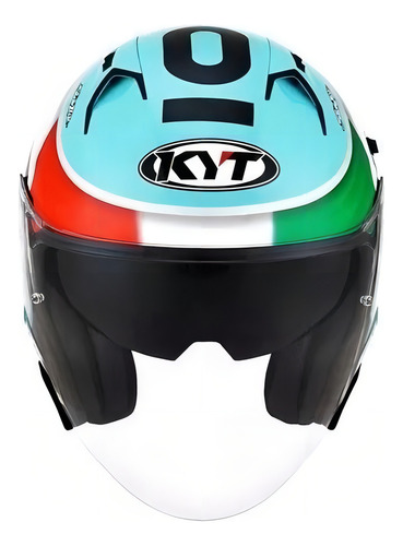 Capacete Kyt Nf-j Dennis Foggia Leopard Aberto Óculos Solar Cor Azul-turquesa Tamanho Do Capacete Xl - Gg