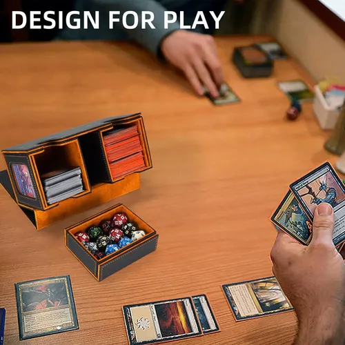 Caja De Cartas Magic Commander Con Capacidad Para 3000+ Tarjetas – 4 Compartimentos, Divisores De Colores Y Ventana De Visualización – Material De Cuero PU (Púrpura)