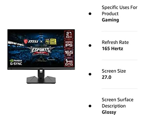 Msi Qhd Rapid-ips Quantum Dot Gaming Antideslumbrante Bisel