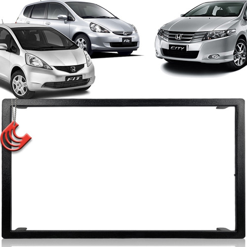 Moldura De Painel 2 Din Mp5 Multimídia Para Honda Fit 2006