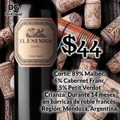 Vino El Enemigo 750 Ml Argentino Malbec O Cabernet Franc
