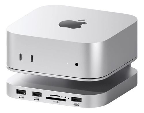 Hub Usb C Stand Case Ssd Nvme 10 Gbps P/ Mac Mini M4 Prateado