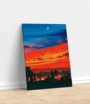 Comprar Quadros Canvas Arte Pinturas Artistas Pintores 100x70cm Cor Anoitecer Armação Borda Infinita