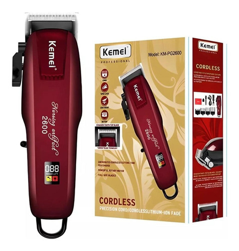 Maquina Cortadora Profesional Kemei Km-2600 Color Burdeo