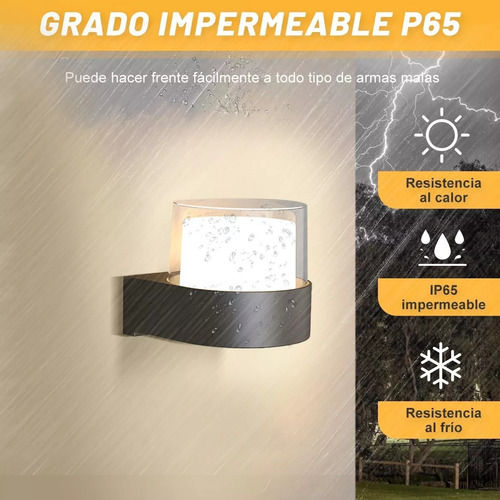 Lámpara De Pared Led Impermeable Para Exterior, Luz Cálida