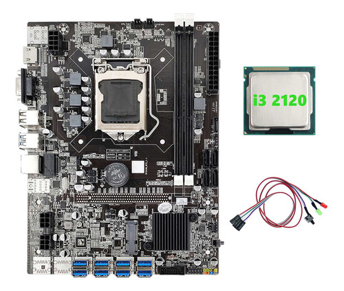 Placa Base B75 Eth Mining, Adaptador Usb 8xpcie+cpu I3 2120+